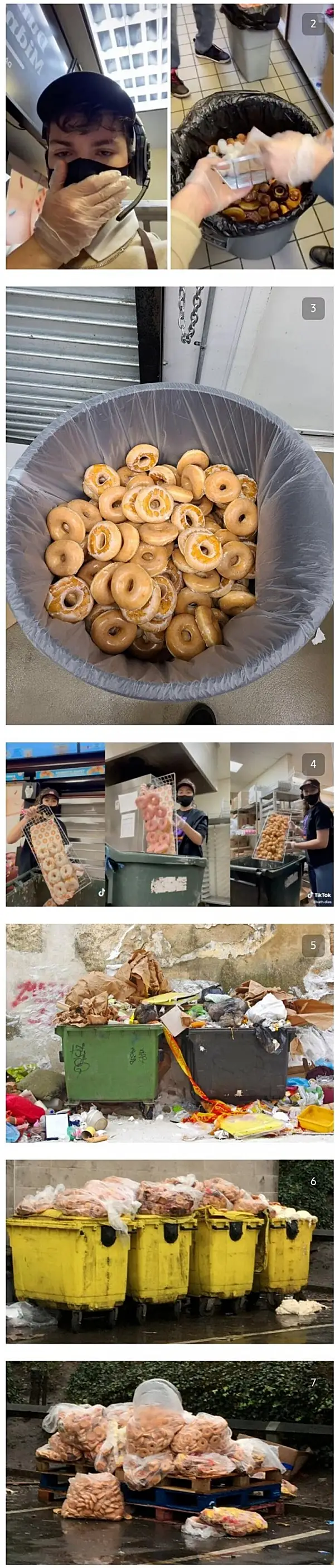 미국 도넛 가게에서 폐기되는 물량