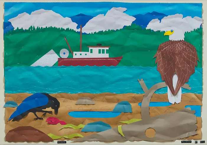 스테이플러로 색종이 찝어서 만든 아트